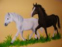 foto: Malba hnědý a bílý koník
